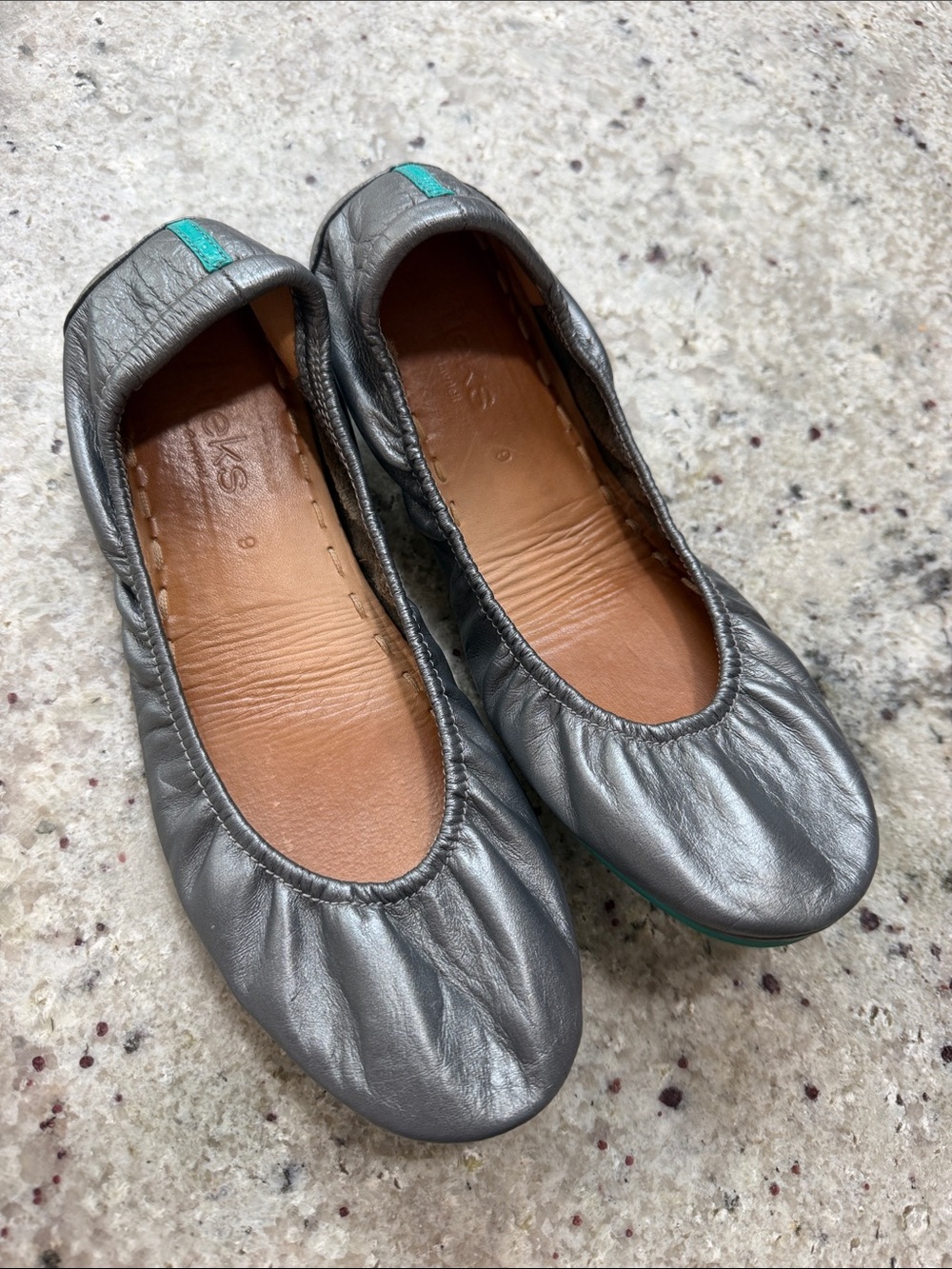 Tieks Ballet Flats Slip On Shoes METALLIC PEWTER Size 9